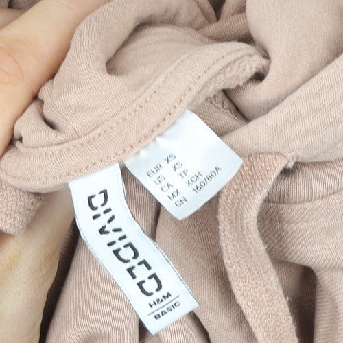 H&M Divided Womens Beige Pullover Hoodie XS Cotton Blend Casual