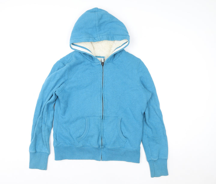 Hollister Women’s Blue Hooded Lined Zip Jacket Size 14 Cotton Blend