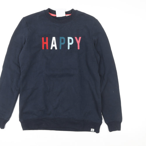 TOG24 Girls Blue 'Happy' Pullover Sweatshirt Size 8 Years Cotton Blend