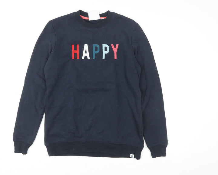 TOG24 Girls Blue 'Happy' Pullover Sweatshirt Size 8 Years Cotton Blend
