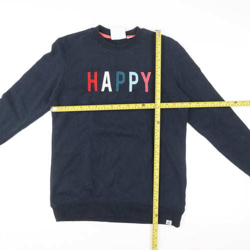 TOG24 Girls Blue 'Happy' Pullover Sweatshirt Size 8 Years Cotton Blend