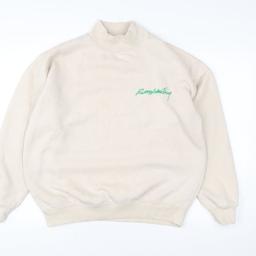 PrettyLittleThing Women Beige Small Pullover Sweatshirt Cotton Blend