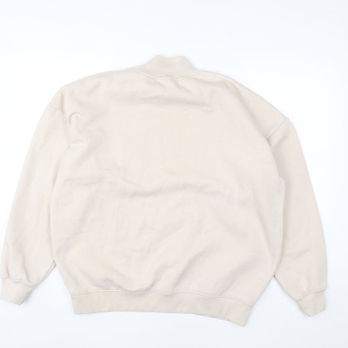 PrettyLittleThing Women Beige Small Pullover Sweatshirt Cotton Blend