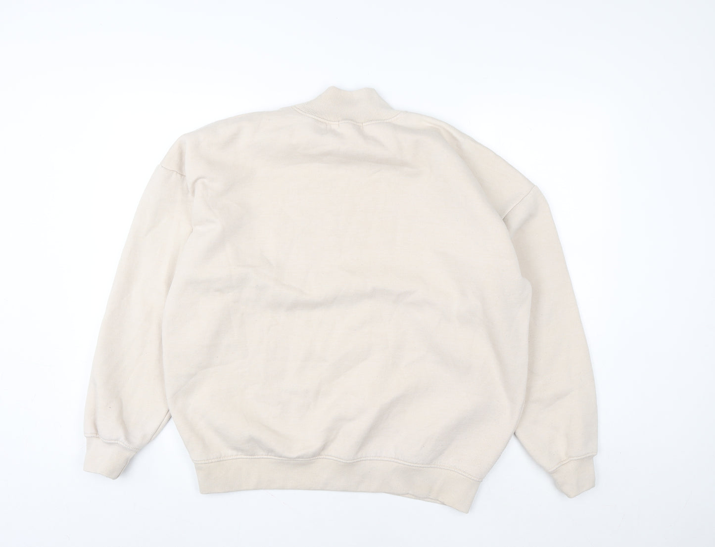 PrettyLittleThing Women Beige Small Pullover Sweatshirt Cotton Blend