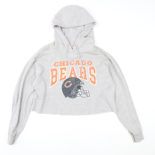 NFL Chicago Bears Womens Grey Crop Hoodie Medium Pullover