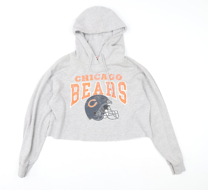NFL Chicago Bears Womens Grey Crop Hoodie Medium Pullover