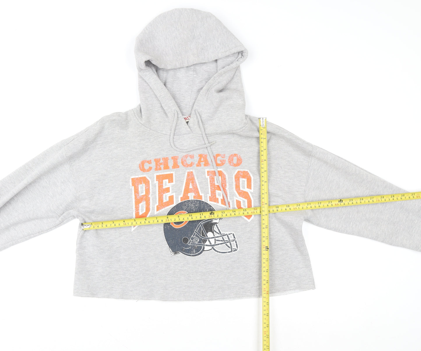NFL Chicago Bears Womens Grey Crop Hoodie Medium Pullover