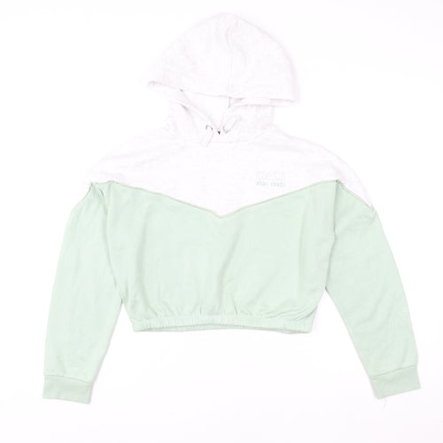 New Look Girls Green Colourblock Hoodie 12-13 Years Pullover Sweatshirt