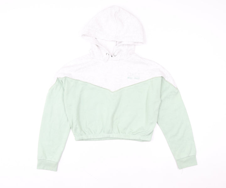 New Look Girls Green Colourblock Hoodie 12-13 Years Pullover Sweatshirt