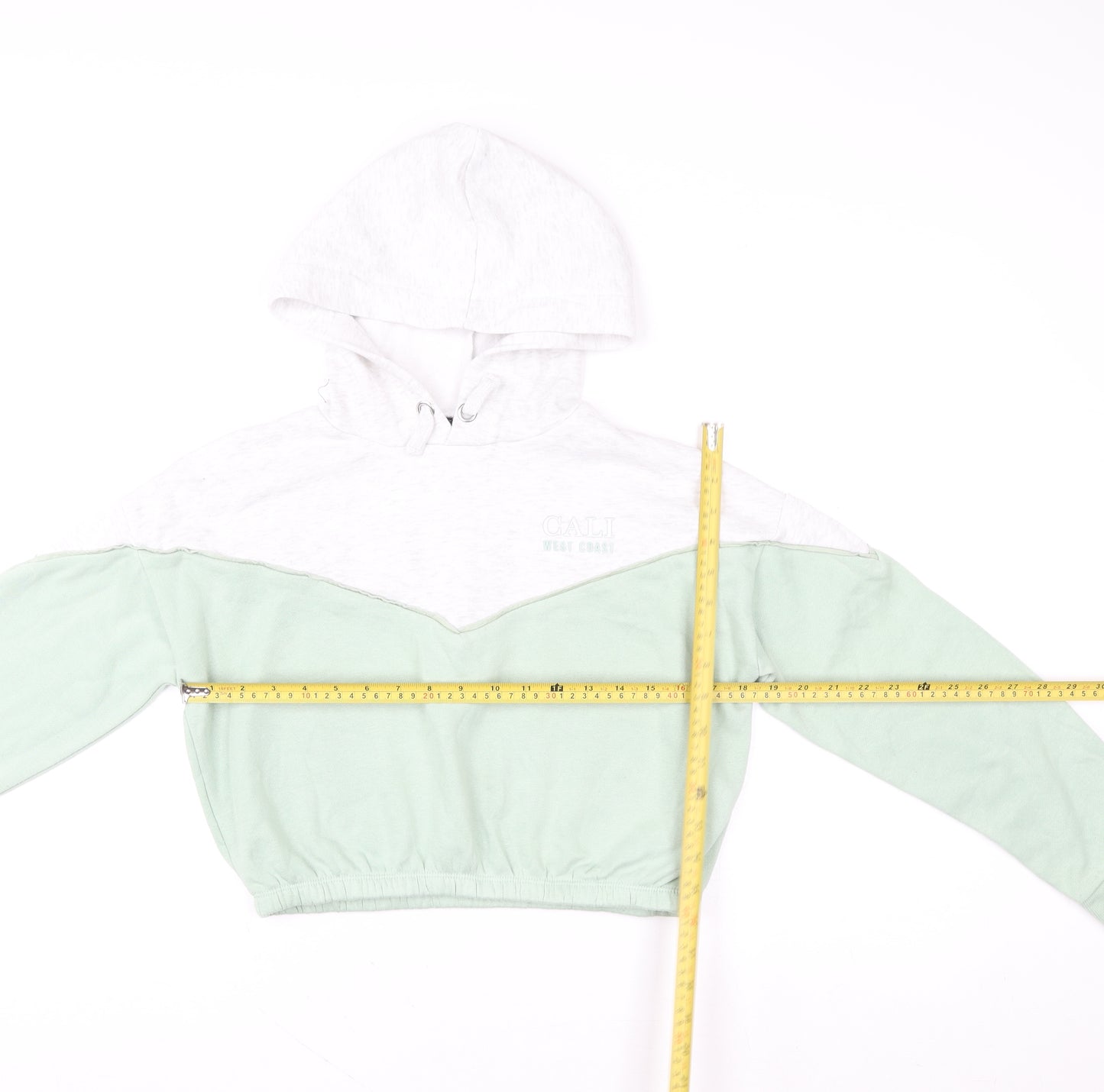 New Look Girls Green Colourblock Hoodie 12-13 Years Pullover Sweatshirt