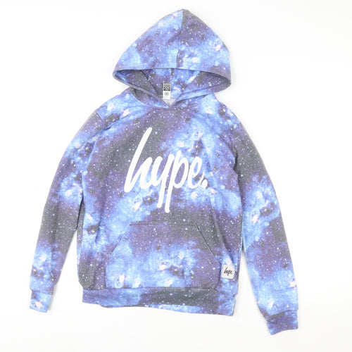 Hype Kids Boys Blue Galaxy Pullover Hoodie 11-12 Years Polyester Cotton