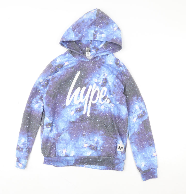 Hype Kids Boys Blue Galaxy Pullover Hoodie 11-12 Years Polyester Cotton