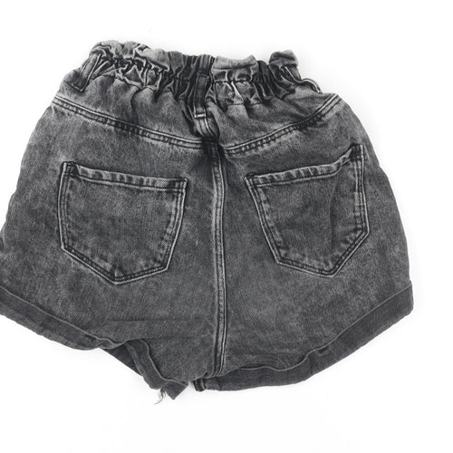 Denim Co Women's Black Size 8 Paperbag High Waist Denim Shorts