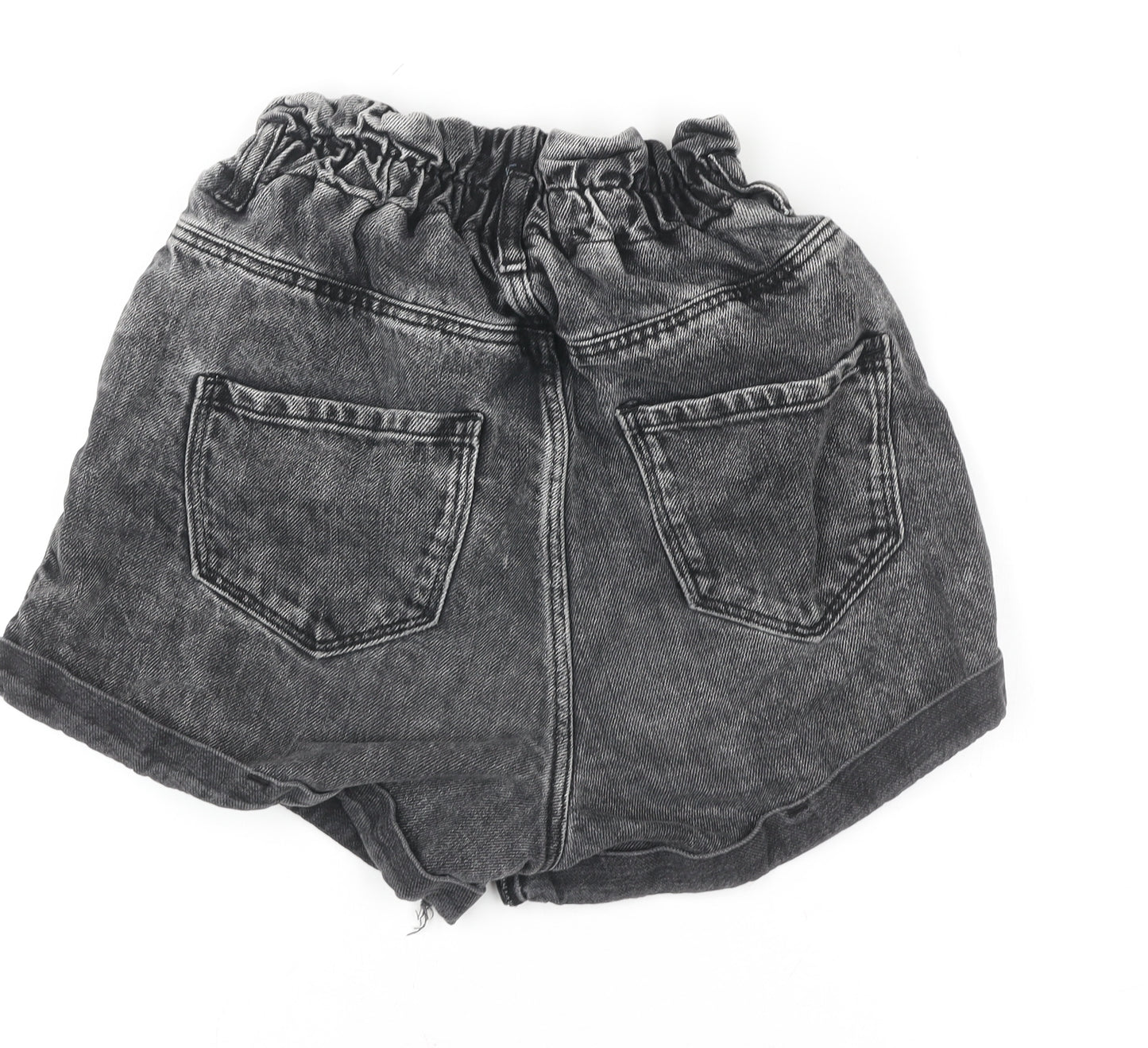 Denim Co Women's Black Size 8 Paperbag High Waist Denim Shorts