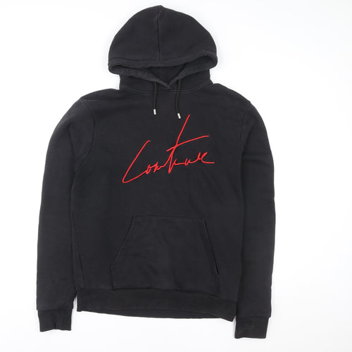 The Couture Club Womens Black Hoodie Medium Pullover Embroidered
