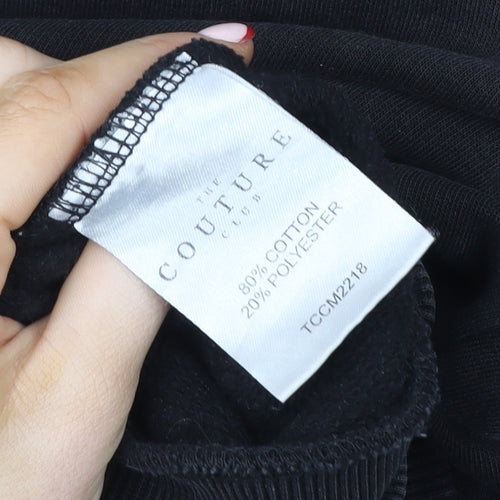 The Couture Club Womens Black Hoodie Medium Pullover Embroidered