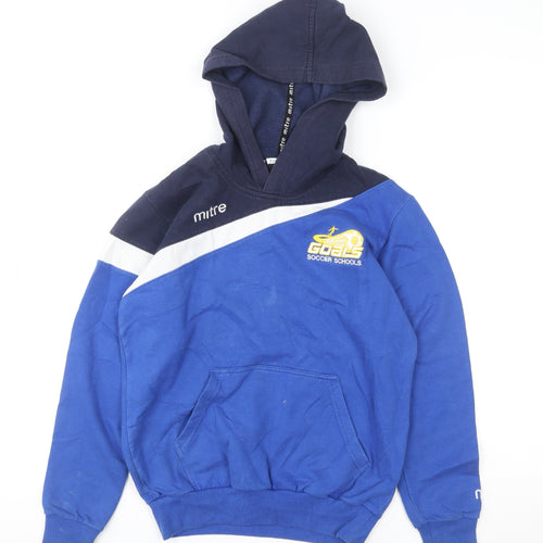 Mitre Boys Blue Pullover Hoodie L Goals Soccer Schools Fleece Sweatshirt