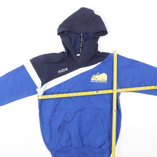 Mitre Boys Blue Pullover Hoodie L Goals Soccer Schools Fleece Sweatshirt