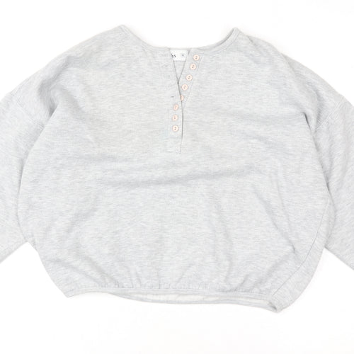 Marks and Spencer Women’s Grey Henley Pullover Sweatshirt M