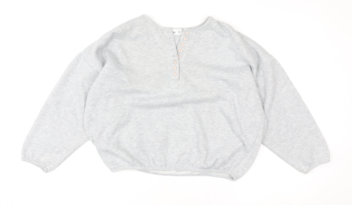 Marks and Spencer Women’s Grey Henley Pullover Sweatshirt M
