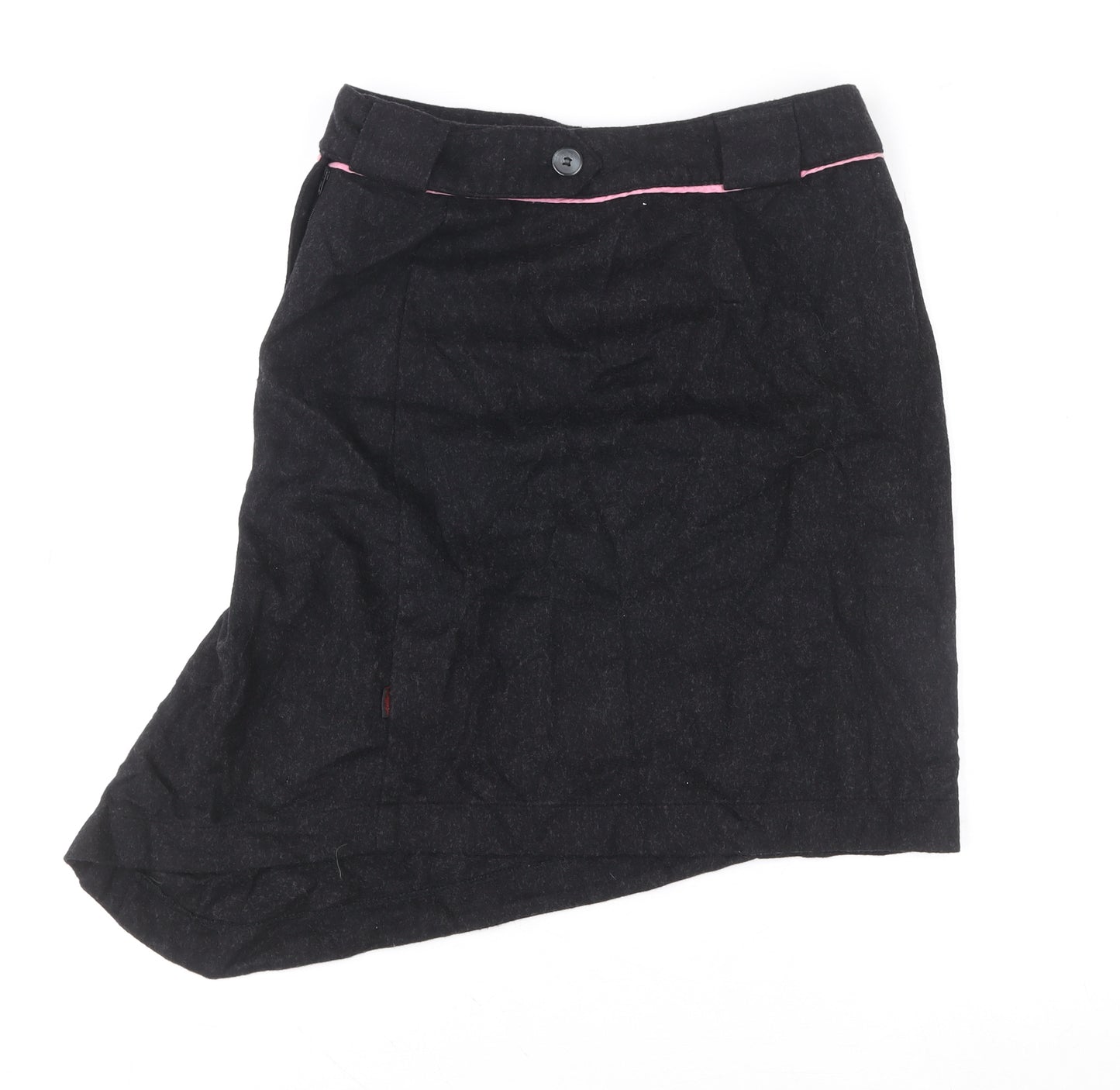 Child Women Black Wool Blend Asymmetric Floral Skirt Size 10