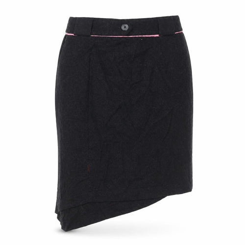 Child Women Black Wool Blend Asymmetric Floral Skirt Size 10