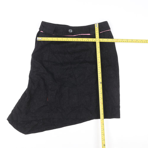 Child Women Black Wool Blend Asymmetric Floral Skirt Size 10