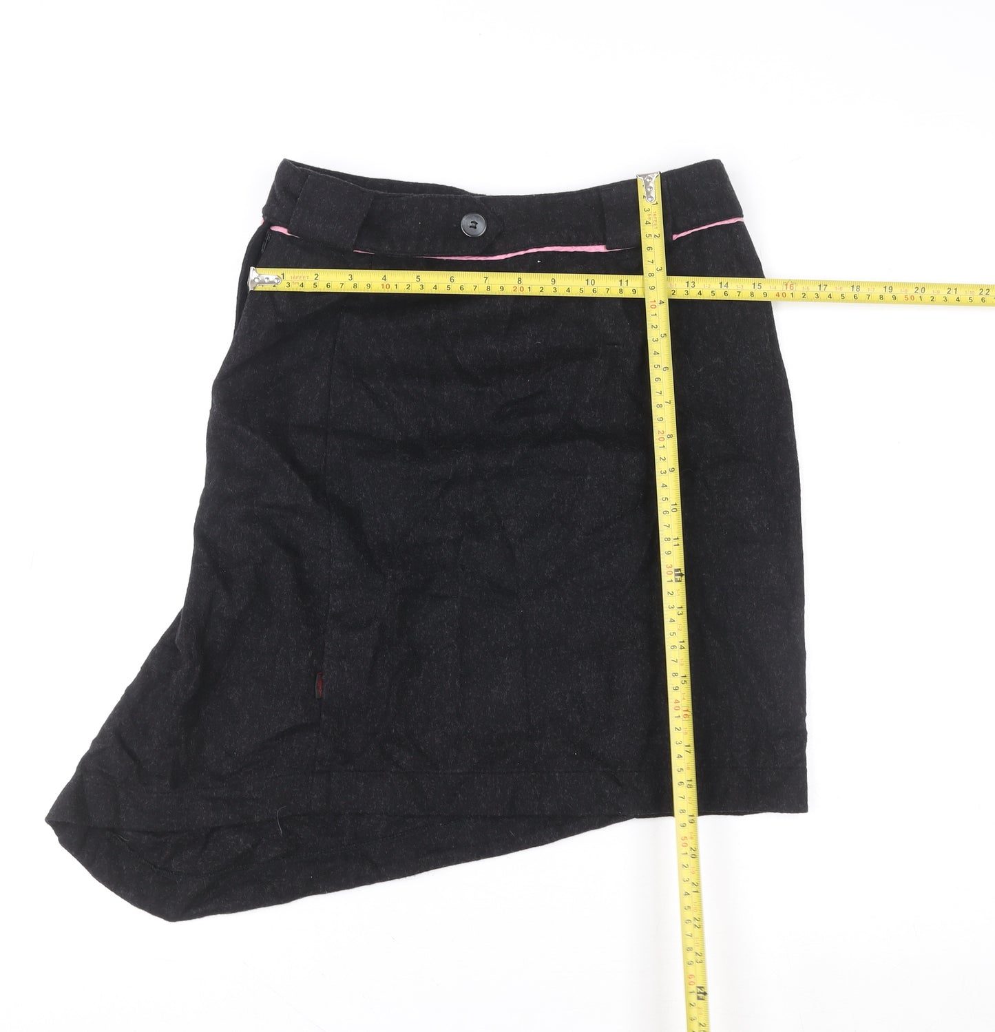 Child Women Black Wool Blend Asymmetric Floral Skirt Size 10