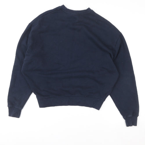 Pull&Bear Women’s Navy Blue Graphic Pullover Sweatshirt Size S