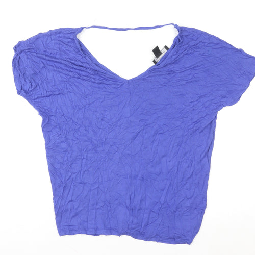 Atmosphere Women Blue V-Neck Short Sleeve Basic T-Shirt Size 10