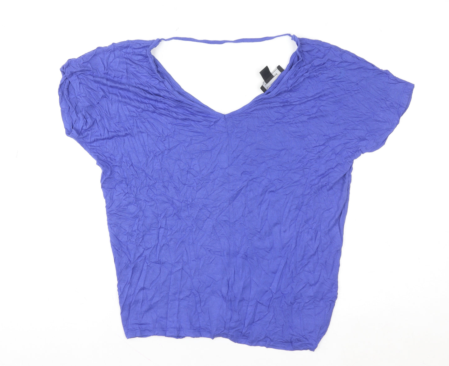 Atmosphere Women Blue V-Neck Short Sleeve Basic T-Shirt Size 10