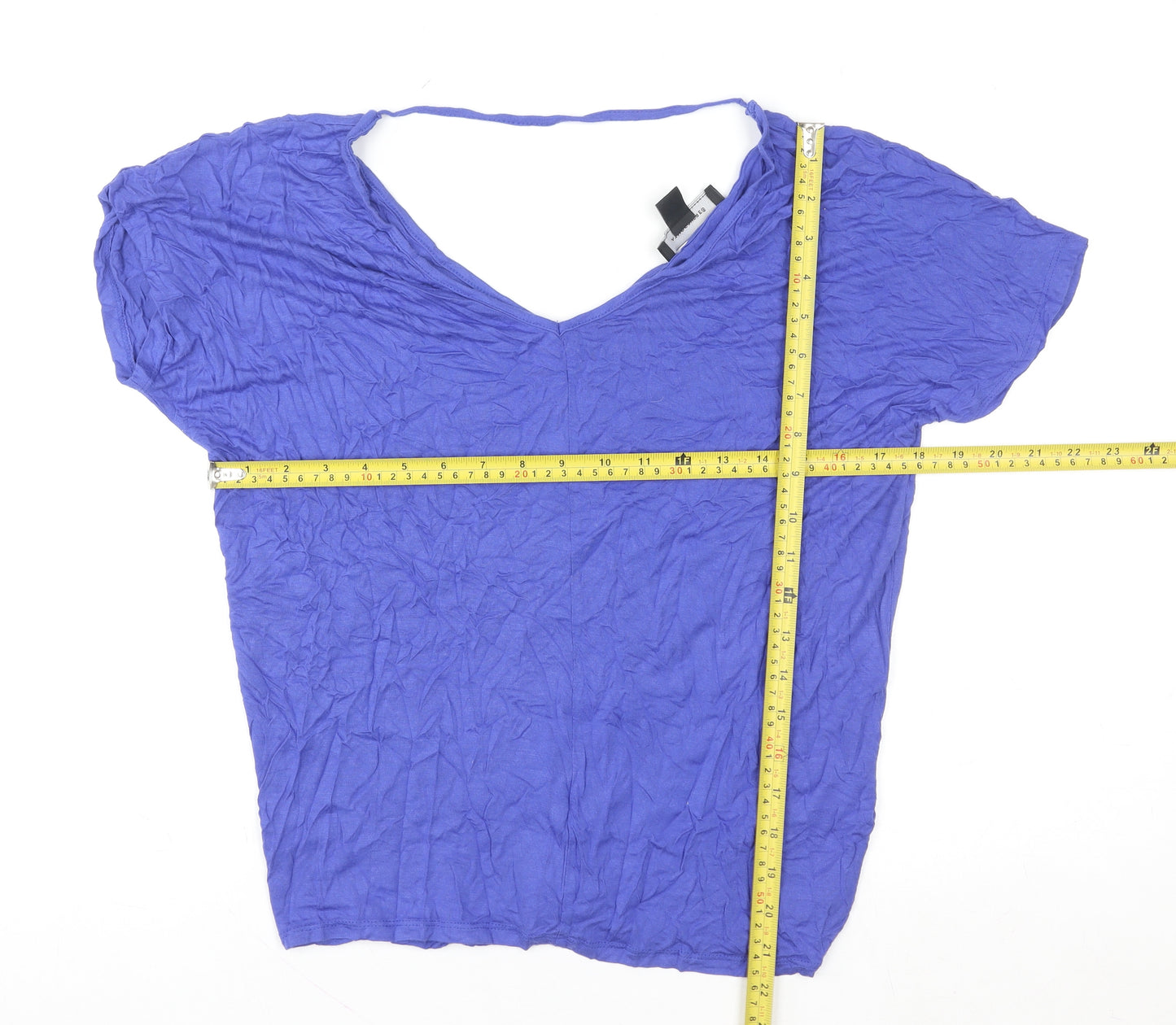 Atmosphere Women Blue V-Neck Short Sleeve Basic T-Shirt Size 10