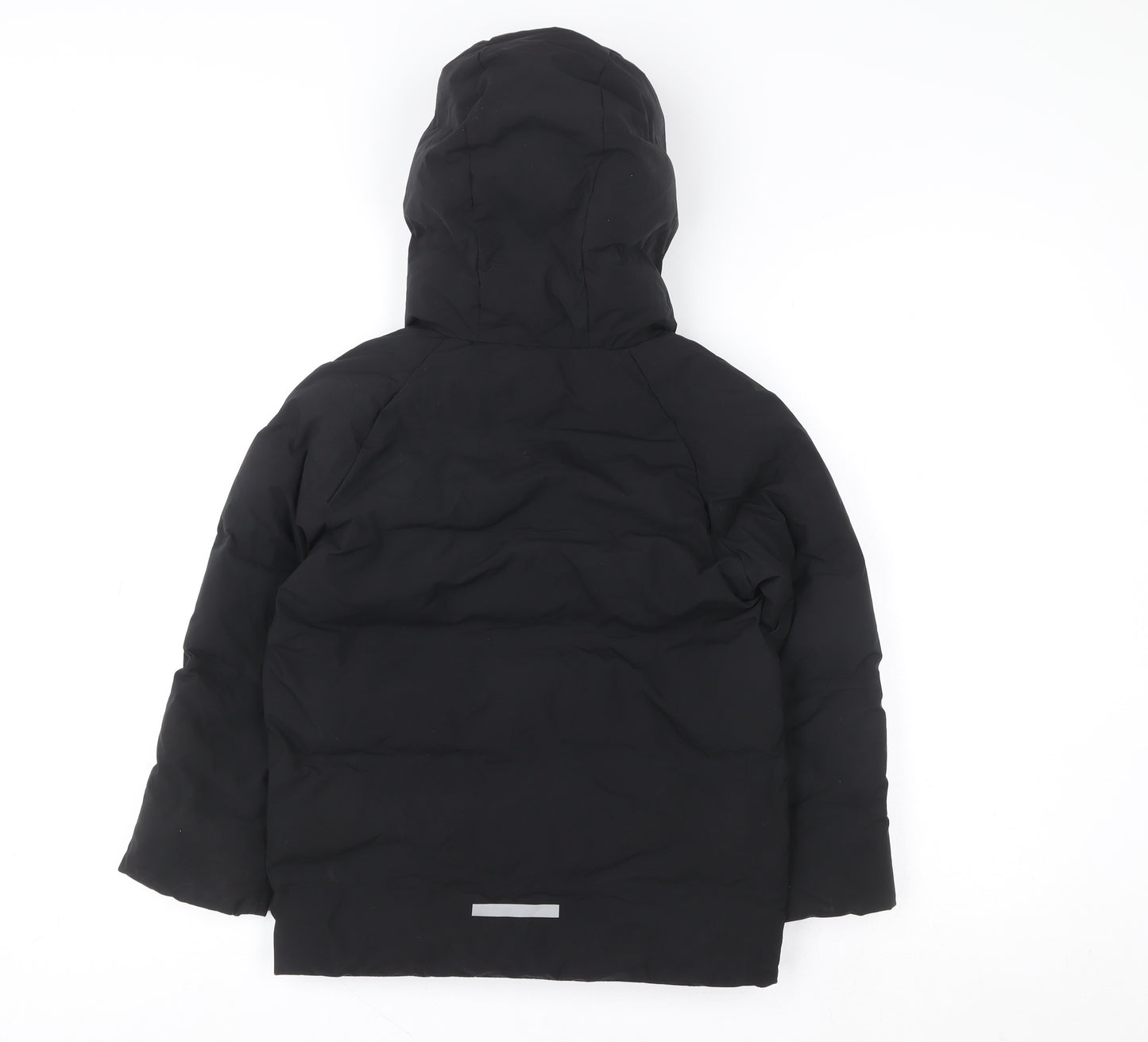 F&F Girls Black Hooded Puffer Jacket 7-8 Years Lined Winter Coat