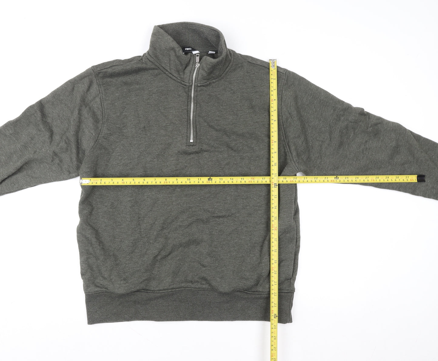 Next Men's Green 1/4 Zip High Neck Sweatshirt Size M