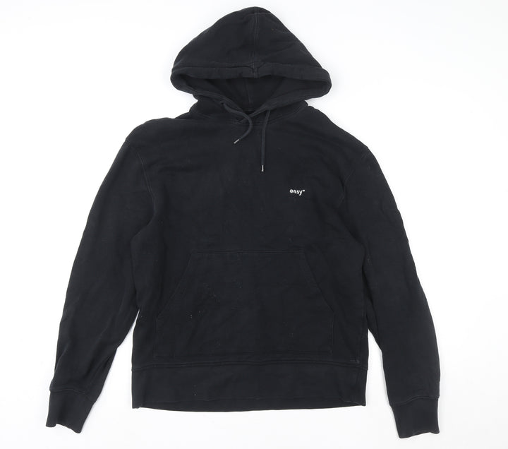 Topman Unisex Black Pullover Hoodie Size S Cotton Casual Sweatshirt