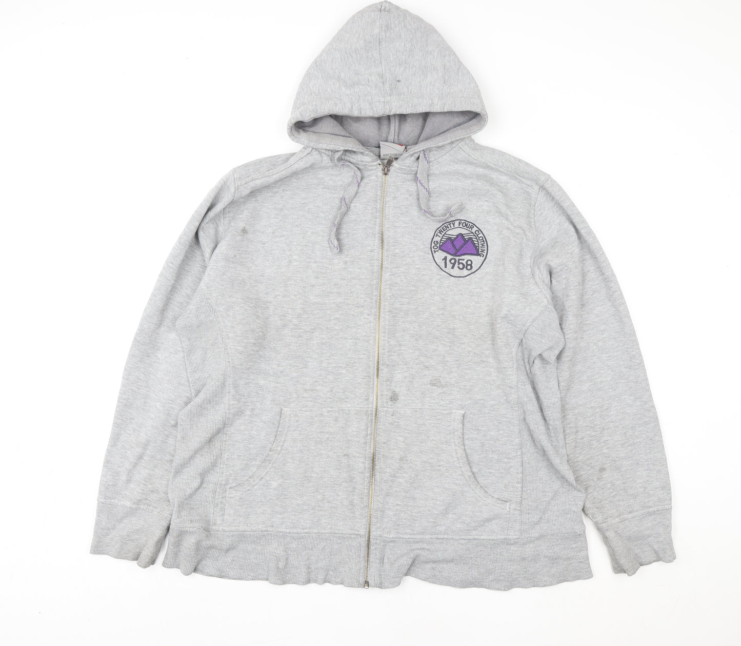 TOG24 Women’s Grey Hooded Zip Up Cotton Blend Jacket Size 18