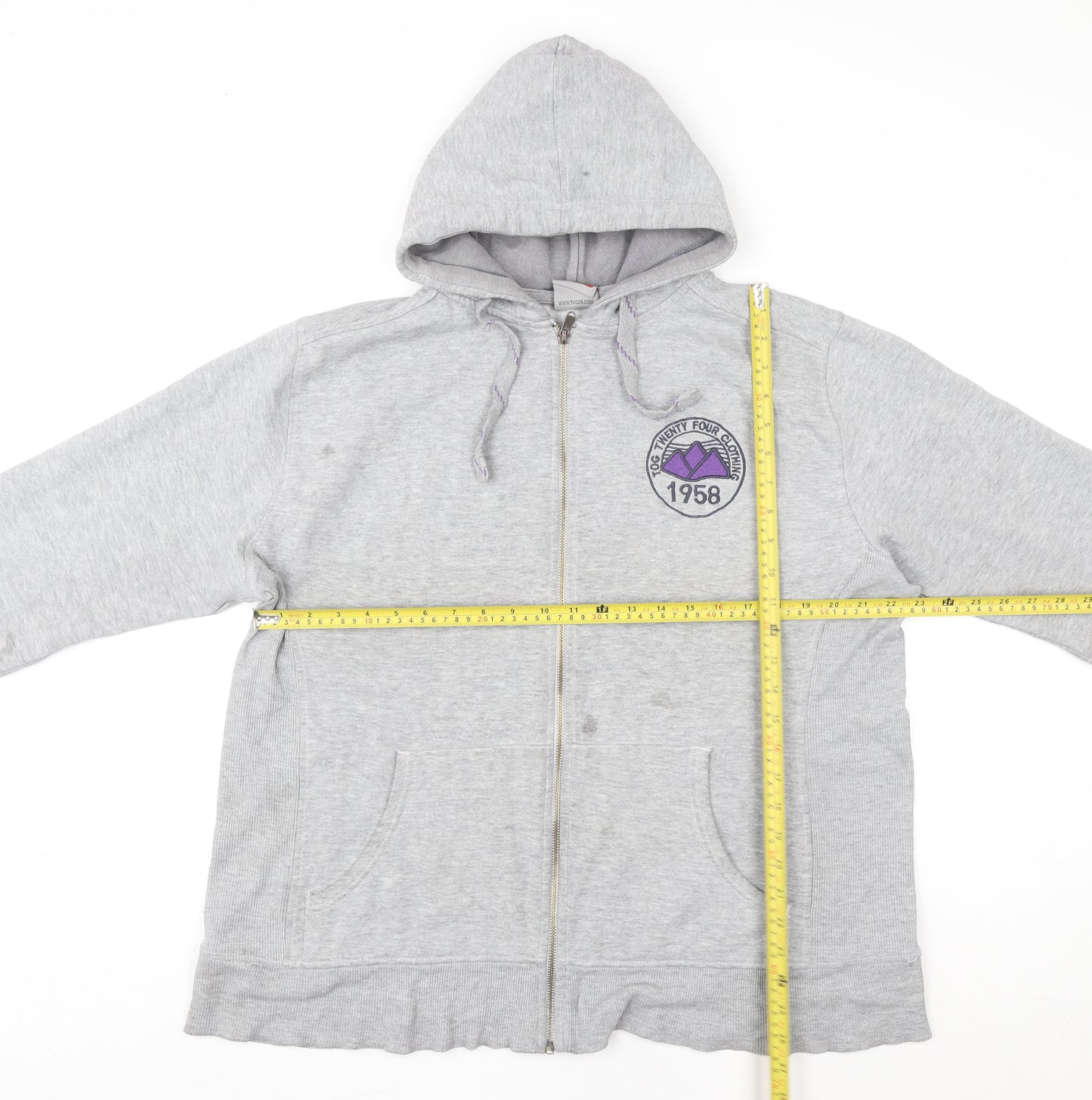 TOG24 Women’s Grey Hooded Zip Up Cotton Blend Jacket Size 18