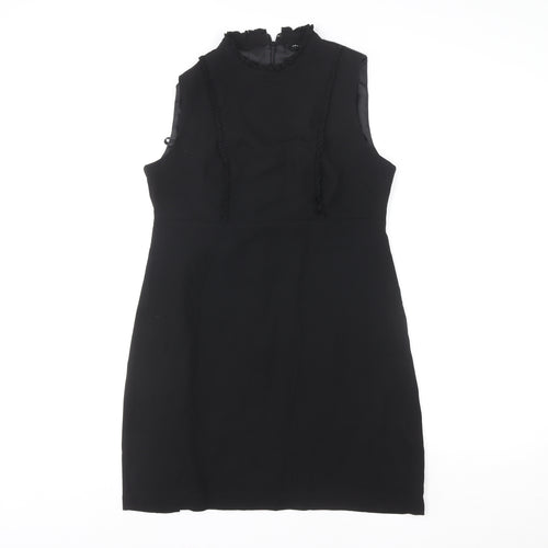 New Look Women Black Size 12 High Neck Sleeveless Shift Dress