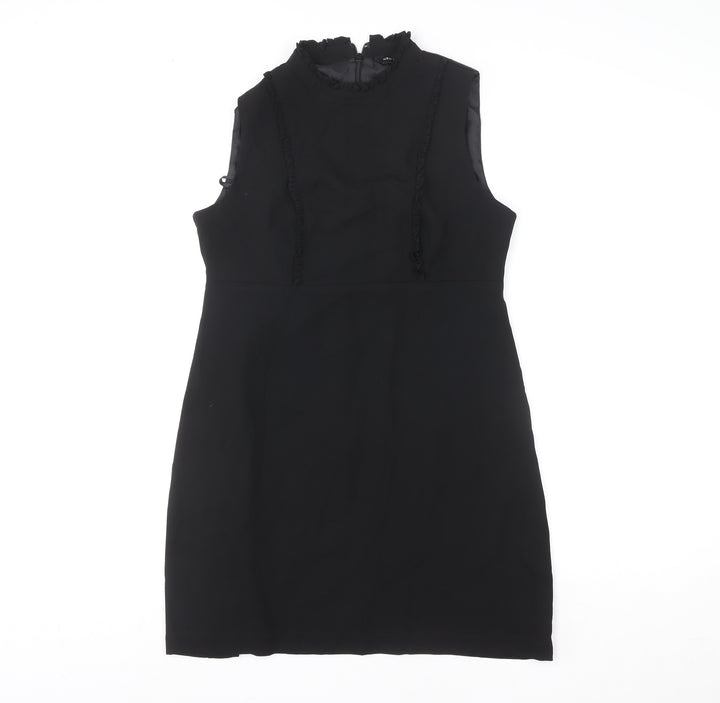 New Look Women Black Size 12 High Neck Sleeveless Shift Dress