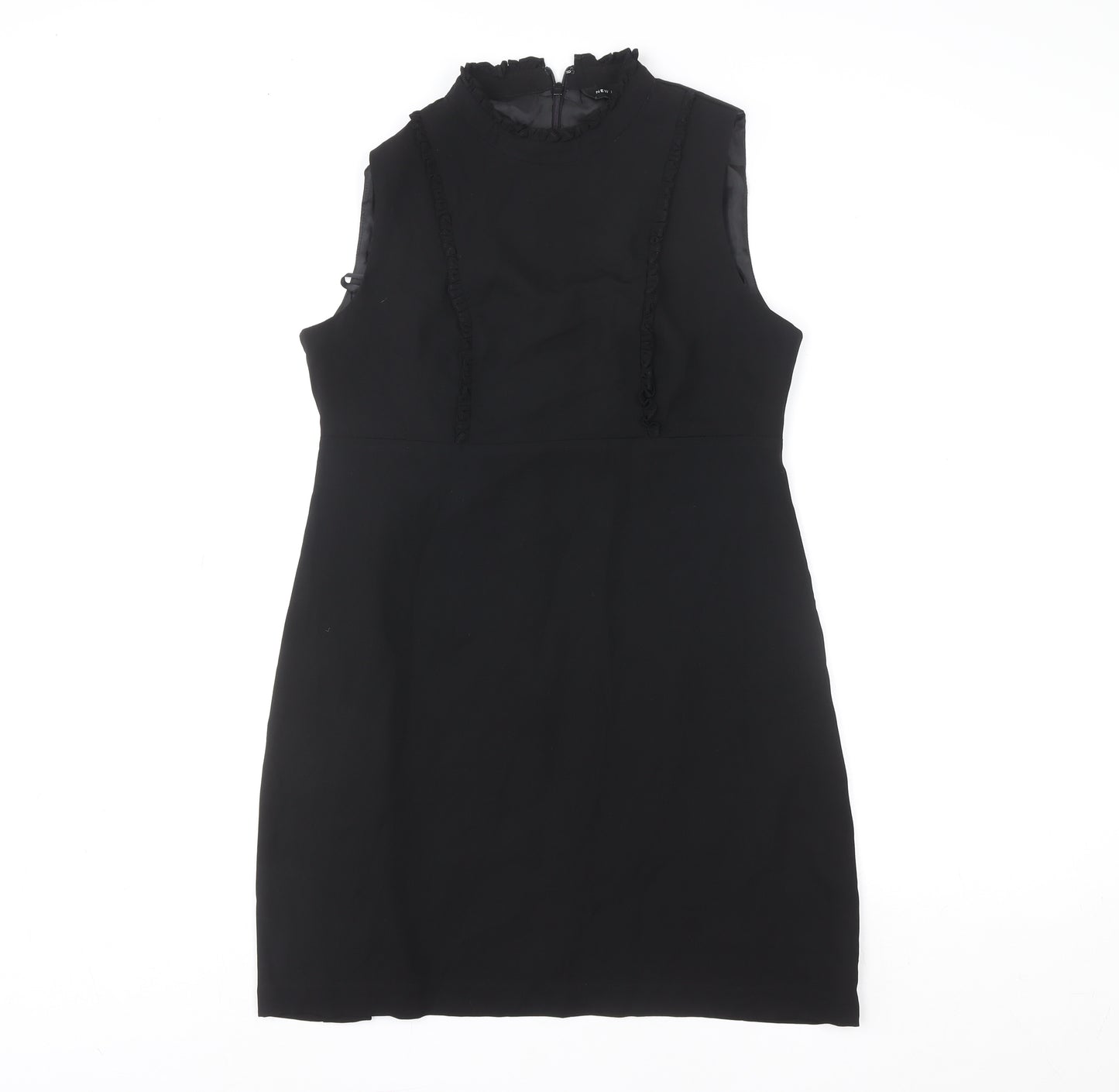 New Look Women Black Size 12 High Neck Sleeveless Shift Dress