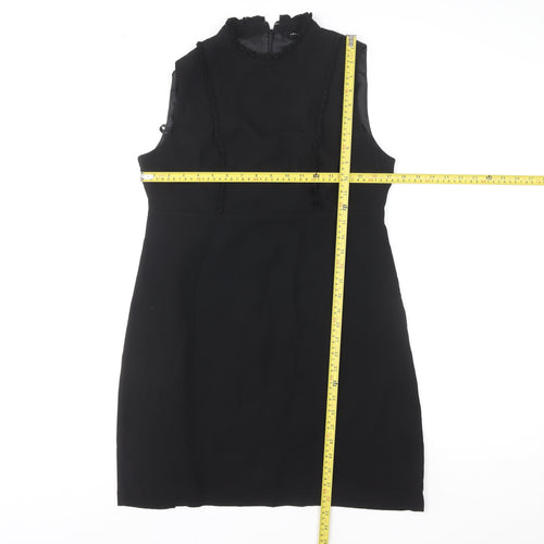 New Look Women Black Size 12 High Neck Sleeveless Shift Dress