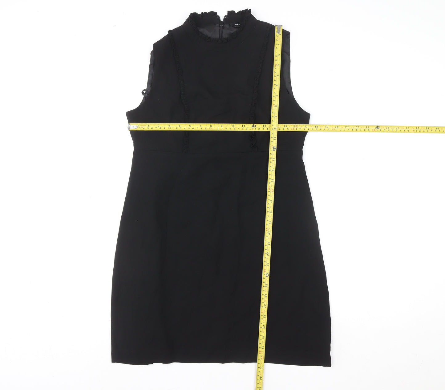 New Look Women Black Size 12 High Neck Sleeveless Shift Dress