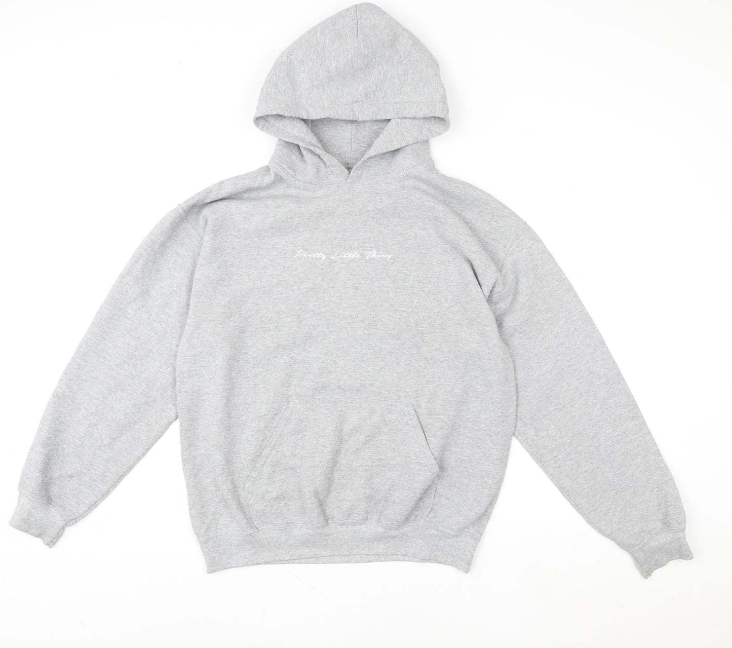 PrettyLittleThing Women Grey Pullover Hoodie Small Cotton Blend