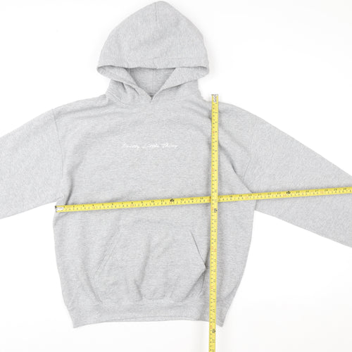 PrettyLittleThing Women Grey Pullover Hoodie Small Cotton Blend