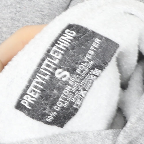 PrettyLittleThing Women Grey Pullover Hoodie Small Cotton Blend