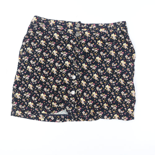 New Look Women Blue Floral A-Line Corduroy Skirt Size 12