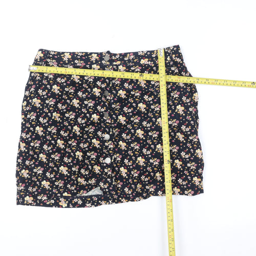 New Look Women Blue Floral A-Line Corduroy Skirt Size 12