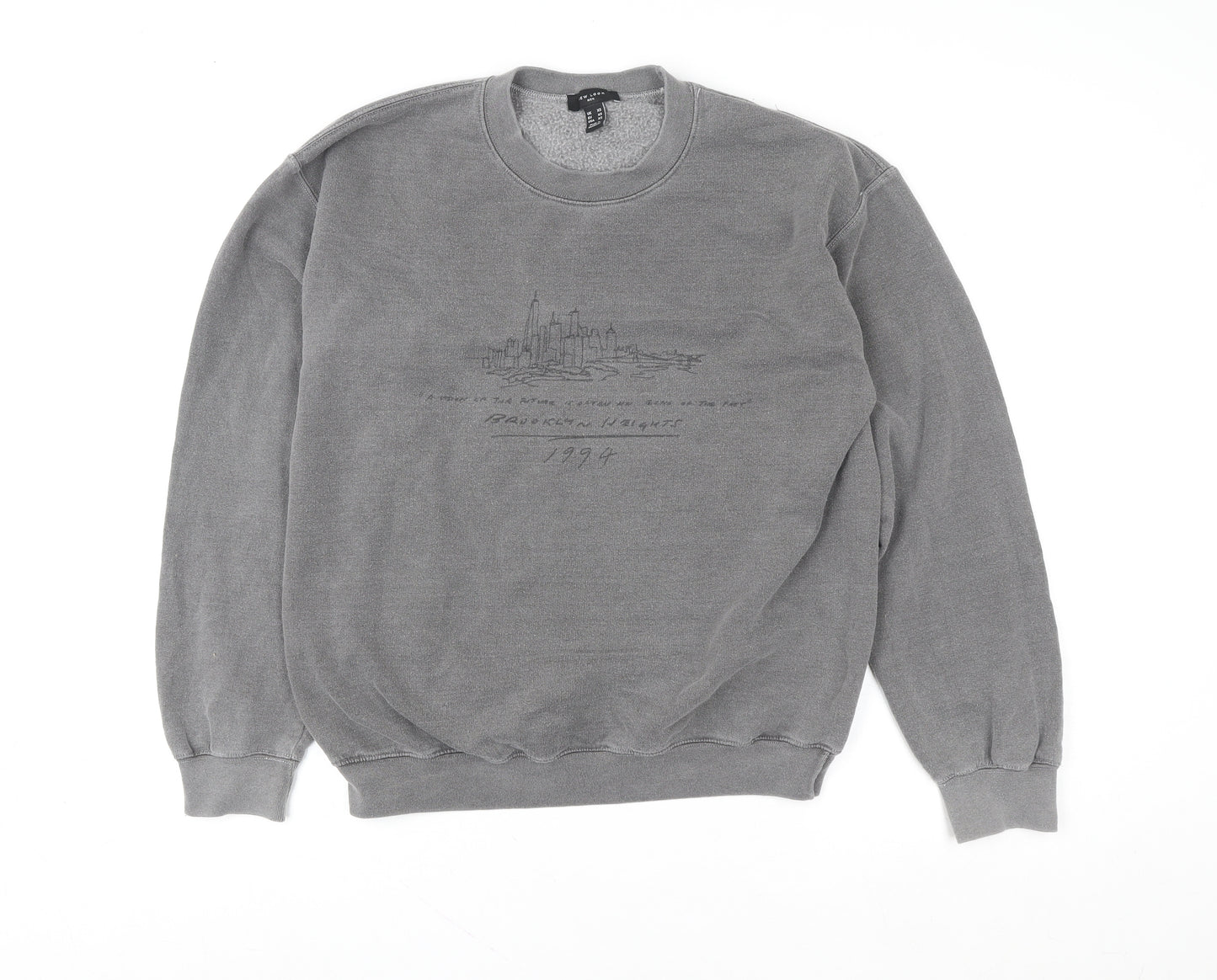 New Look Women Grey Pullover Sweatshirt XS 1994 Graphic Crew Neck