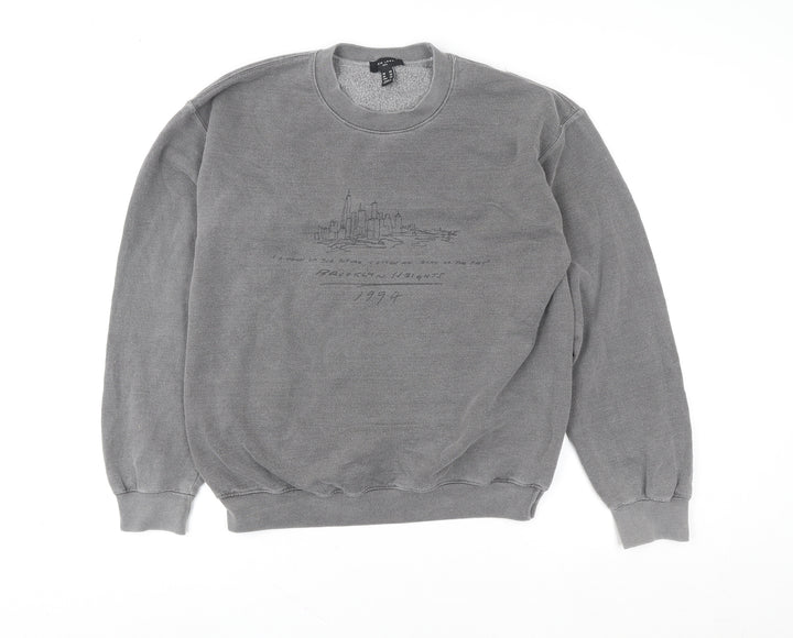 New Look Women Grey Pullover Sweatshirt XS 1994 Graphic Crew Neck