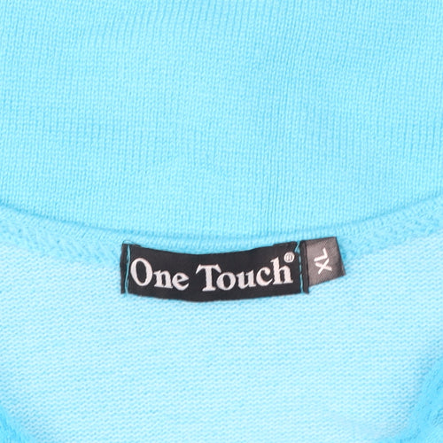 One Touch Women Blue Lace V-Neck Knit Blouse XL